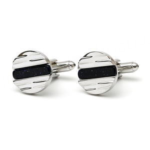Hot Selling Men's <b>Cufflinks</b> Light Luxury Blue Sandstone Round <b>Gold</b> Copper Shirt Wholesale - Product Image 3