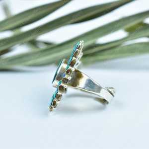 Handmade Aurora Opal Sterling Silver <b>Adjustable</b> <b>Ring</b> Natural Gemstone Jewelry for Women Wholesale - Product Image 3