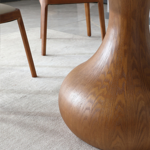 Modern Round Dining <b>Table</b> with Lazy Vase-Shaped <b>Solid</b> <b>Wood</b> Pedestal Waterproof Design for Dining Room Home Restaurant Use - Product Image 5