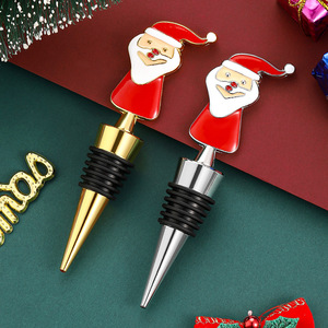 Christmas Santa Claus Bottle Stopper Zinc Alloy Gold And Silver For <b>Wine</b> Sealing Holiday Party Gift - Product Image 5
