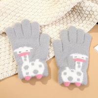 Gants thermiques d'hiver épaissis pour femmes, à cinq doigts, motif girafe, design tactile, thème amour, pour étudiants, cyclisme quotidien
