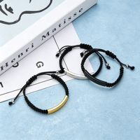 Ywyougang - Pulseras Ajustables de Joyería de Moda Personalizadas, Grabado Láser, Tejidas a Mano, Cadena de Acero Inoxidable y Poliéster, Aniversario