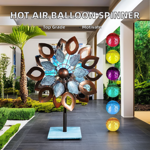 थोक आउटडोर 3 डी डिजाइन सौर उद्यान दांव स्टील लोहे के पवन स्पिनर हिस्सेदारी फूल शैली घर भूनिर्माण सौर उद्यान दांव - Product Image 3