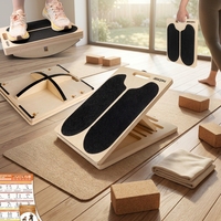 Tabla Inclinada Ajustable de Madera de Pino para Estiramiento de Pantorrillas, Antideslizante y Plegable para Gimnasio en Casa, Fisioterapia y Fitness