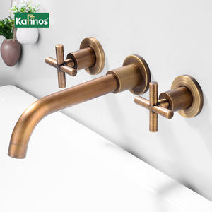 ก๊อกน้ำทองเหลืองโบราณสไตล์ยุโรปสำหรับอ่างล้างหน้าในห้องน้ำ ก๊อกน้ำร้อนน้ำเย็นแบบซ่อน - Product Image 1