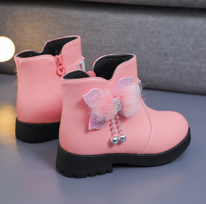 Nouvelles Bottes Courtes en Cuir Chaudes pour Étudiantes et Filles, Style Hiver, avec Nœud Mignon et Doublure en Coton - Product Image 4