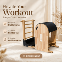 MJD Home & Studio – Équipement de gym pour étirements, baril d'entraînement, équipement de renforcement du tronc, Pilates en bois de chêne