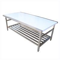 Table de travail pliante portable en acier inoxydable à double niveau de 4 pieds pour cuisine commerciale extérieure