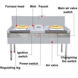 Cuisinière à gaz propane professionnelle chinoise avec four et évier intégré pour cuisine, modèle simple - Product Image 2