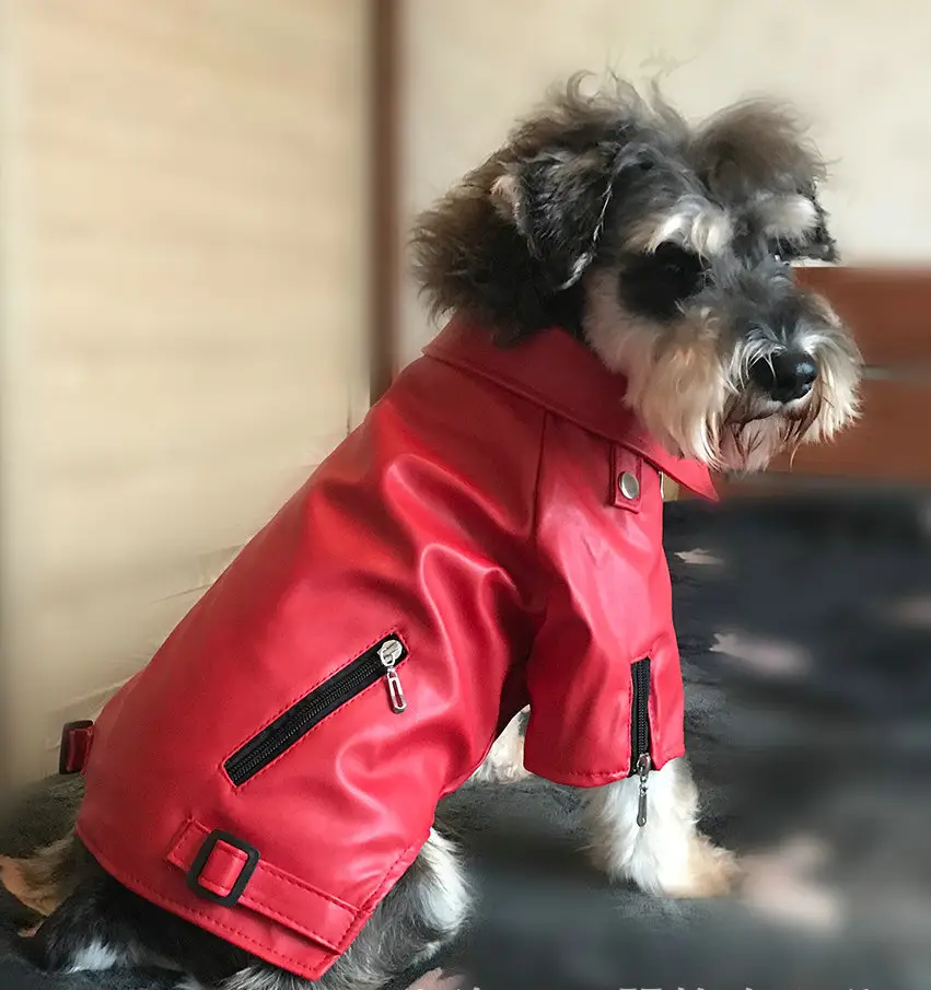 JXANRY Wholesale Pets Leather Cloth Coat Puppy Dog Leatheroid Jacket Big Dog Coat Pets Artificial Leather Clothing