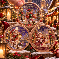 Pièce de monnaie commémorative de Noël personnalisée en cuivre pur 999 de 1 oz, décorée en relief 3D, imprimée UV, pour collection et souvenir, avec boîte cadeau