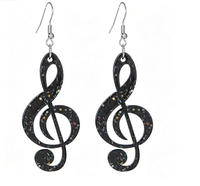 Boucles d'oreilles pendantes en acrylique motif note de musique, style dessin animé, tendance, bijoux faits à la main pour femmes, pour usage quotidien