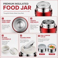 Thermos alimentaire isotherme en acier inoxydable avec logo personnalisé, boîte à lunch thermique portable, thermos à soupe avec cuillère pliable