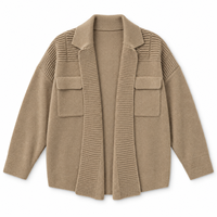 Cardigan en tricot pour femme, col à revers, ouvert sur le devant, avec poches, veste décontractée d'automne, vente en gros