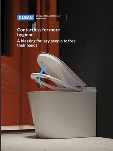 WC intelligent à poser au sol, de petite taille, allongé, avec siphon en S automatique et télécommande incluse - Product Image 4
