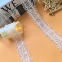 Dentelle brodée soluble dans l'eau en polyester à sequins et perles, bordure picot, vente en gros
