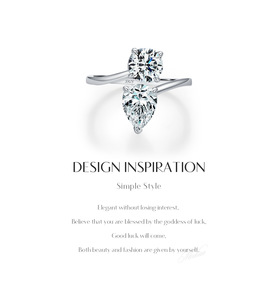 S925 Silver Pear and Round Cut Moissanite Bypass <b>Ring</b> Silver Plated Open <b>Statement</b> <b>Ring</b> for Women Dainty Promise Jewelry - Product Image 6