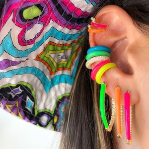 Boucles <span class=keywords><strong>d</strong></span>'oreilles en émail plaqué or pour femmes et filles, 1 pièce, bijoux tendance, couleur bonbon, émail néon coloré - Product Image 1