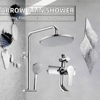 ARROW Ensemble de robinet de douche à effet pluie en laiton chromé moderne Mélangeur d'eau à colonne en acier inoxydable poli Style classique pour salle de bain
