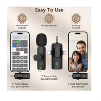 Microphone Lavalier Sans Fil 2-en-1 K15 avec Double Clip et Récepteur Type-C 3,5 mm pour Smartphone, Appareil Photo, Interview, Vlog et Streaming