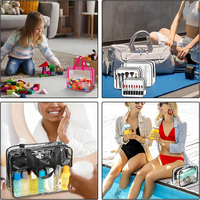 Bolsa de Cosméticos de PVC Transparente al por Mayor, Bolsa de Maquillaje de PVC Impermeable con Logotipo Personalizado, Bolsa de Aseo Transparente Reutilizable con Asa