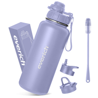 Bouteille d'eau de motivation transparente de demi-gallon de 32oz en acier inoxydable sans BPA avec marqueur de temps et paille Sports Gym avec logo personnalisé