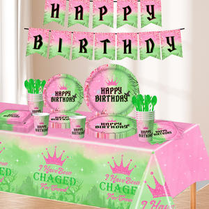 Nuevo en Existencia, Juego de Vajilla para Fiesta de Cumpleaños de Bruja Malvada, Diseño Mágico y Divertido, Platos de Papel Rosa/Verde - Product Image 3