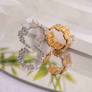 Cubic Zirconia Vintage Open Ring 18K Gold Plated Statement Ring Unisex Trendy Fashion Jewelry Party <b>Accessory</b> - Product Image 1