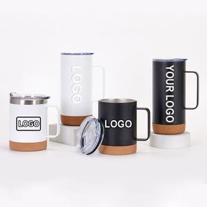 Promotional Travel <b>Mug</b> 16oz Stainless Steel Tumbler with Cork Base Creative Cork Bottom Straight Tube Cup with Custom logo - Product Image 1