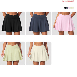 Jupe de tennis 2-en-1 plissée légère et ultra-douce à taille haute avec short intégré, idéale pour le gym, le pickleball et le padel - Product Image 5