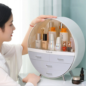 Hàn Quốc thời trang trang điểm tổ chức cho phòng tắm Vanity vòng hình dạng 4 lớp mỹ phẩm lưu trữ hộp chăm sóc da hiển thị trường hợp W/ngăn kéo - Product Image 5