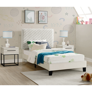 Juego de Dormitorio Findlay de 3 Piezas, Cama Tapizada 3D de Felpa, Individual, con Dos Mesitas de Noche, Muebles para Dormitorio Infantil - Product Image 2