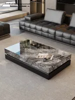 Nouveau italien minimaliste lumière luxe marbre carré Table basse cadre en bois réglable haut haut de gamme Design moderne personnalisable
