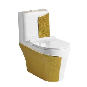 UBEST vendita calda design moderno produttore di sanitari in ceramica all'ingrosso decorazione in vetro dorato wc sifonico bagno wc