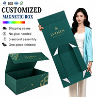 Scatola Magnetica Pieghevole con Stampa a Caldo, Design a Conchiglia, Logo Personalizzato, Scatola Magnetica Verde con Divisorio