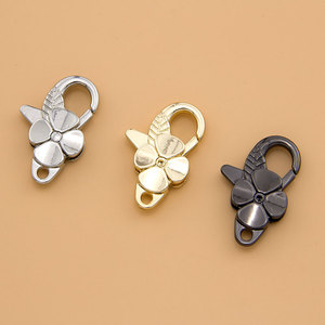 Four <b>Leaf</b> Clover Lobster Clasp Zinc Alloy Pendant For Bracelet Making Silver White <b>Light</b> Gold Gun Black Flower Shape Jewelry - Product Image 1