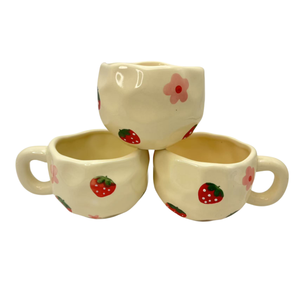 Custom Printed Ceramic Cups Wholesale Ceramic Strawberry <b>Pattern</b> Mug Handmade Porcelain Strawberry Coffee Cups - Product Image 6