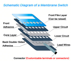 Claviers à <span class=keywords><strong>membrane</strong></span> et interrupteurs à <span class=keywords><strong>membrane</strong></span> OEM pour panneaux de commande, utilisés dans les claviers électroniques intelligents pour équipements mécaniques - Product Image 3