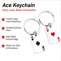 Gantungan Kunci Kartu Poker Kustom Ace dari Baja Tahan Karat, Bentuk Sekop Hati, Hadiah Unik, Gantungan Kunci, Aksesoris Tas untuk Pria