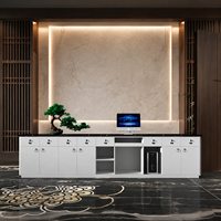Comptoir de réception multifonctionnel en bois écologique de style industriel personnalisé avec éclairage LED pour salon, restaurant, boîte de nuit, salle de sport, club