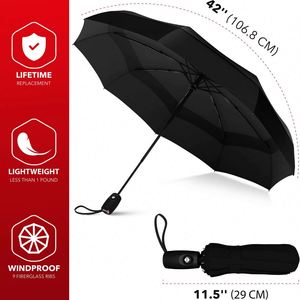 Auto Open Close Travel <b>Umbrella</b> Compact Durable Metal Fiberglass Frame <b>Windproof</b> Waterproof for Backpack Purse Portable Use - Product Image 3