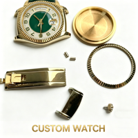 Montre personnalisée en or massif 18 carats pour femme, montre-bracelet mécanique automatique en or véritable, montre de luxe sertie de diamants pour homme et femme