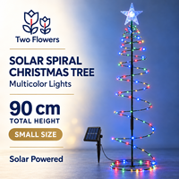 Décorations de Noël LED solaires en spirale pour sapin, avec étoile sur le dessus, étanches IP65, blanc chaud multicolore