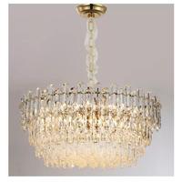 Lustre LED rond d'intérieur de luxe en cristal K9 doré, style nordique moderne pour salon