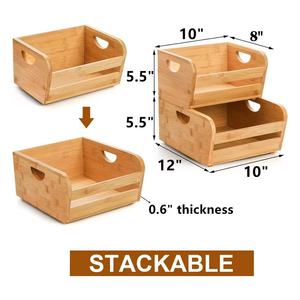 Bamboo Double Layer Stackable Storage Rack Kitchen Organizer For Fruits <b>Vegetables</b> And Spices - Product Image 4