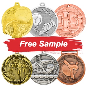 Médailles sportives personnalisées modernes/antiques pour le karaté, le taekwondo, le football, le marathon - Récompense en métal avec design vierge - Product Image 1