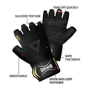 Guantes de Medio Dedo Unisex <span class=keywords><strong>para</strong></span> Entrenamiento Deportivo de Alta Calidad con Muñequeras <span class=keywords><strong>para</strong></span> Gimnasio Levantamiento de Pesas Ciclismo Esquí Equipo de Ejercicio Transpirable - Product Image 2