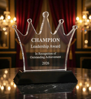 Trophée Couronne en Cristal Haut de Gamme pour Récompense de Performance, Cadeau d'Affaires Promotionnel et Décoration