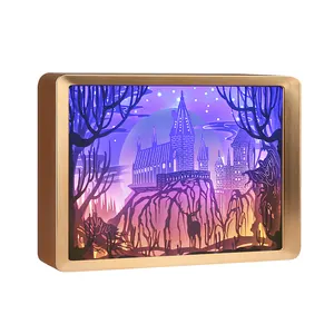 Electroplating Plastic Photo Frame Creative Resin Hogwarts Castle Nordic Modern Home Decoration Study Desktop Decor Gift