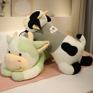 Peluche Mucca Timida Kawaii con Maglione in Pile, <span class=keywords><strong>Cuscino</strong></span> a Forma di Mucca Lattea con Macchie e Faccina Arrossata, Animale di Peluche, Vendita all'Ingrosso, Fabbrica Personalizzata - Product Image 3
